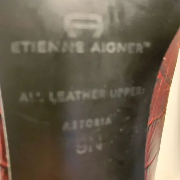 Etienne Aigner Astoria Red Gator Leather Pumps Size 9 Narrow - Picture 6 of 14